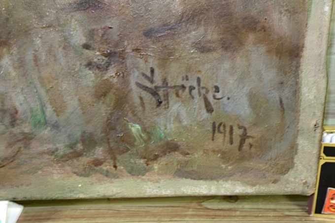 Alfred Stöcke Ölgemälde antik 1917 Reiter Pferd