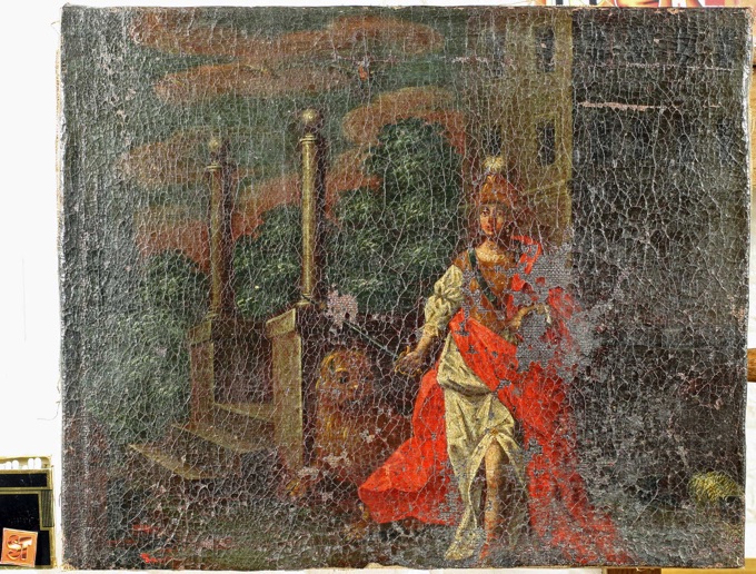 Altmeister Ölgemälde Mythologie doubeliert krakeliert