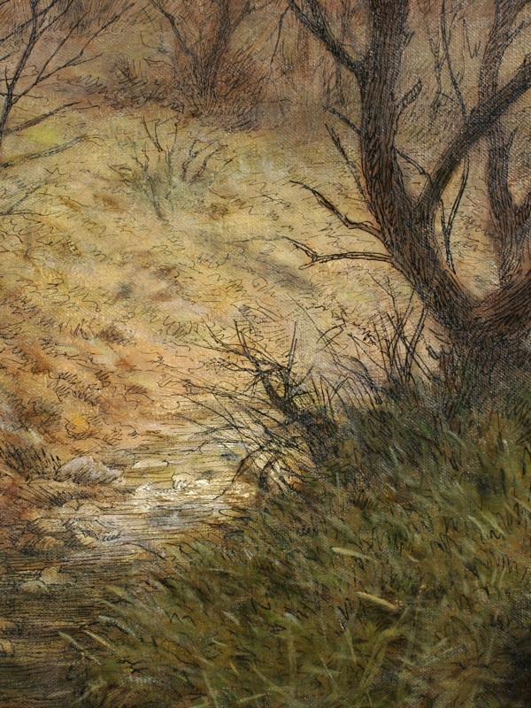Ameseder Ölgemälde antik Landschaft Bach