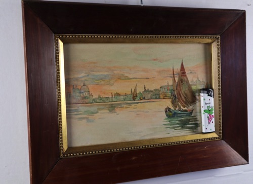 Aquarell Gemälde Venedig Segelboot