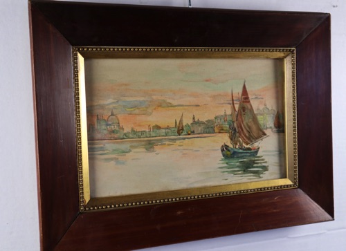 Aquarell Gemälde Venedig Segelboot