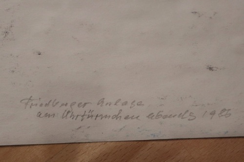 Aquarell Wilhelm Raab Frankfurt Friedberger Anlage Uhrtürmchen 1986