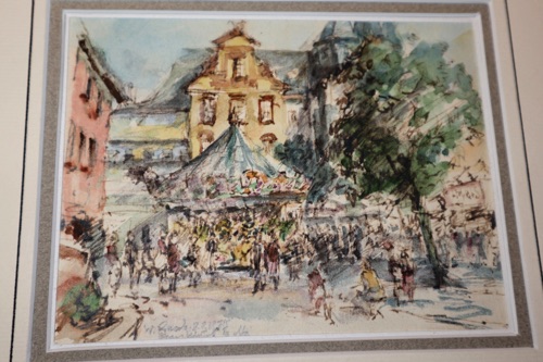 Aquarell Wilhelm Raab Mainfest Frankfurt Fahrtor Personen 1977