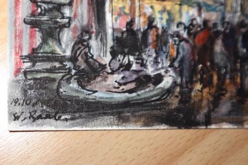 Aquarell Wilhelm Raab Oper Frankfurt 100 Jahr Feier Personen 1980