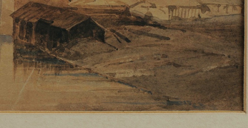 Aquarell antik Stadtansicht Biedermeier Rahmen
