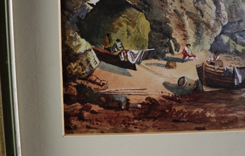 Aquarell antik smugglers cave cornish