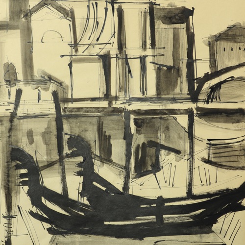Arthur Fauser Tusche Zeichnung Venedig
