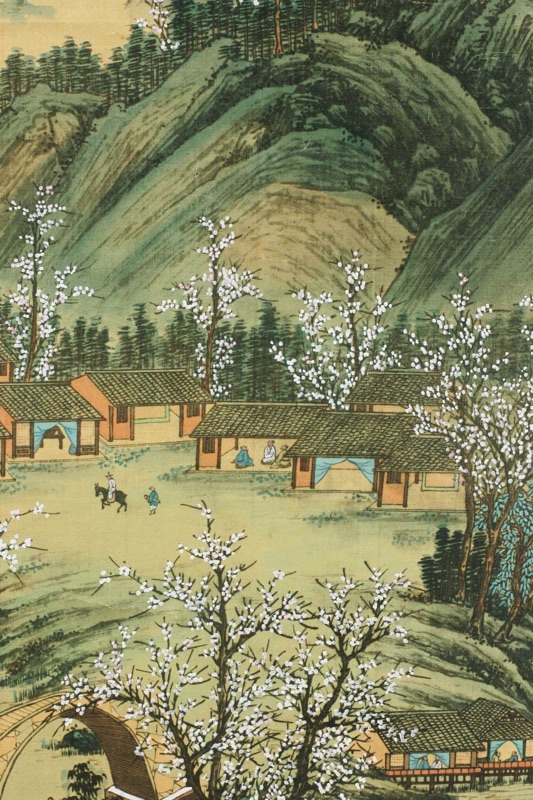 Asiatika Malerei China Berge Dorf