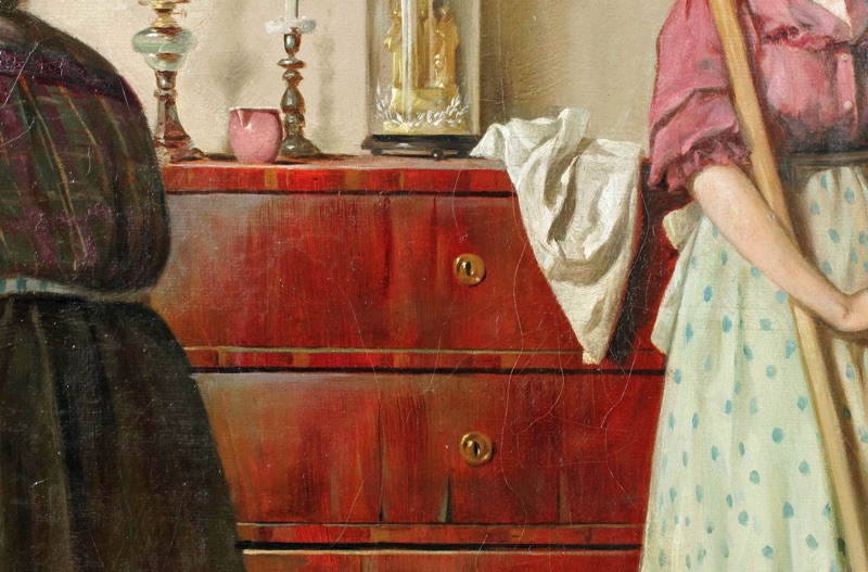 August Borckmann Ölgemälde antik Schuster Zimmermädchen