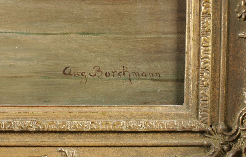 August Borckmann Ölgemälde antik Schuster Zimmermädchen