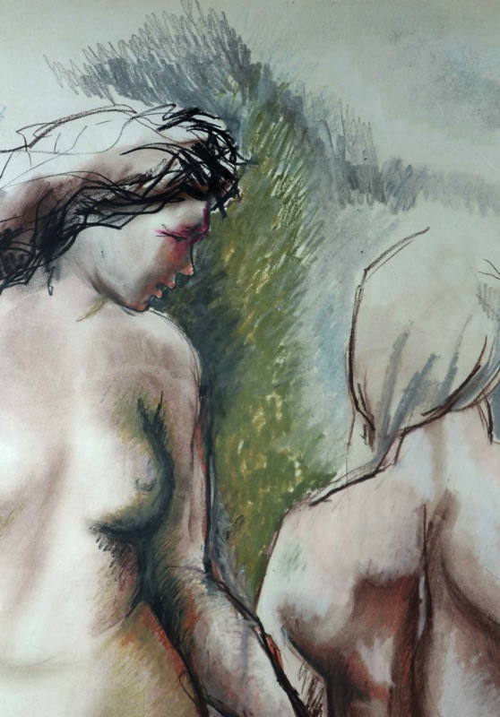 Augusto Murer Pastell Gemälde 1974 le modelle