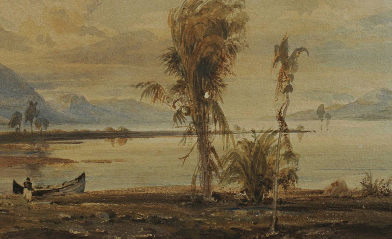 Baderiga Aquarell antik Afrika Asien Palmen