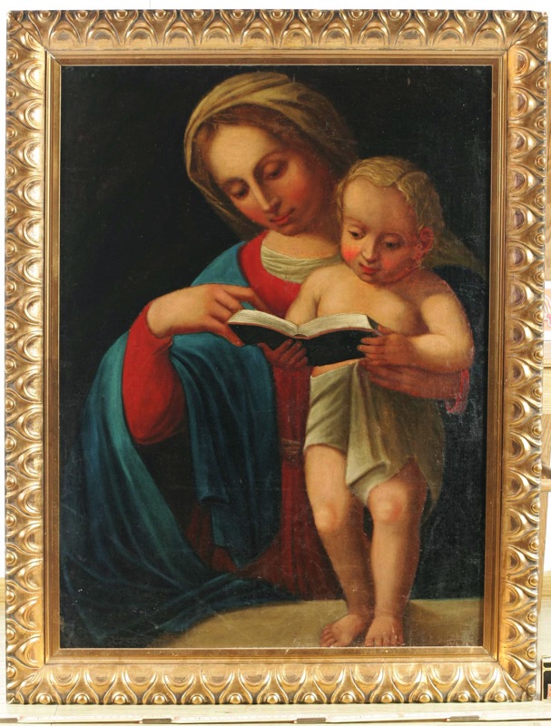 Barock Ölgemälde Maria Christus Knabe Buch Jesus doubeliert