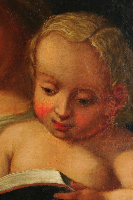 Barock Ölgemälde Maria Christus Knabe Buch Jesus doubeliert