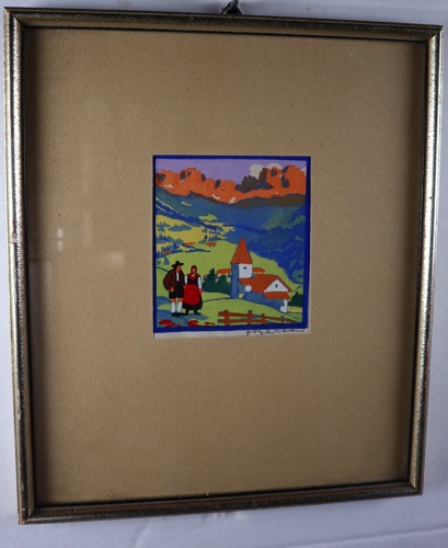 Bartan Goauche Alpen Alm Dorf antik