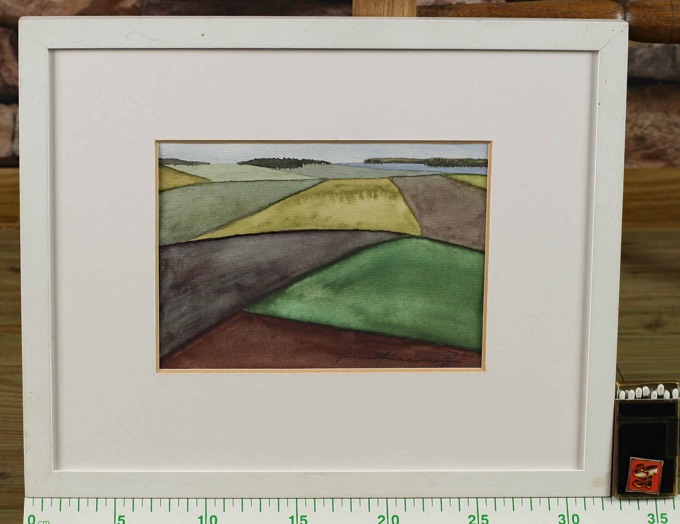 Bernd Baader * 1937 Aquarell von 1980 Felder und Wald expressiv Landschaft