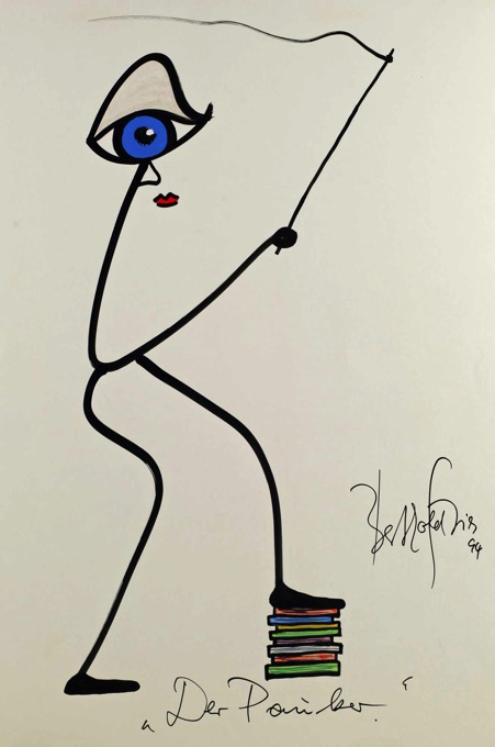 Berthold Fries Gouache der Pauker 1994
