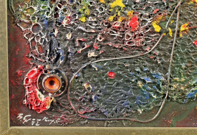 Bruno Grosskopf 1908 1984 Ölgemälde von 1972 Collage abstrakt