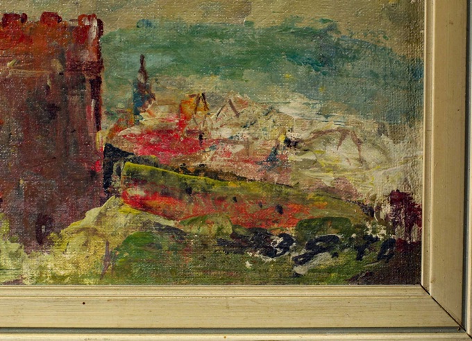 Bruno Grosskopf 1908 1984 Ölgemälde von 1974 Büdingen am Bollwerk
