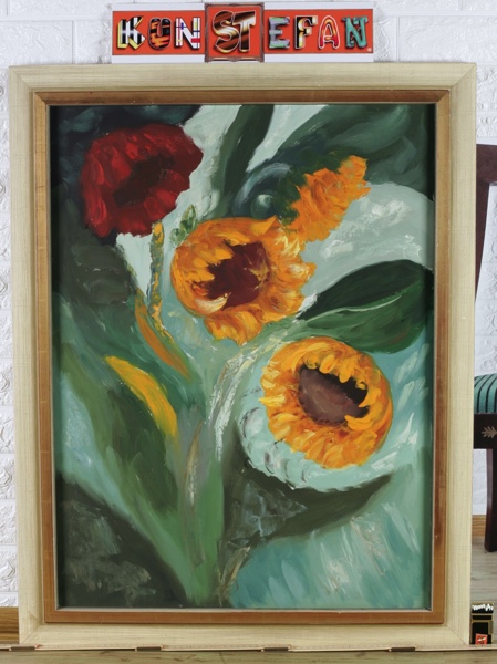 Busch Ölgemälde Sonnenblumen expressiv