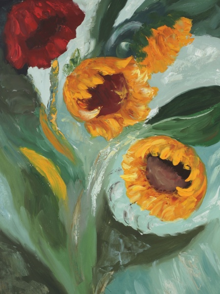 Busch Ölgemälde Sonnenblumen expressiv