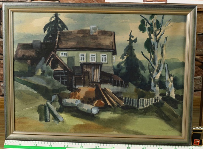 Carl Barth Aquarell Haus Holz