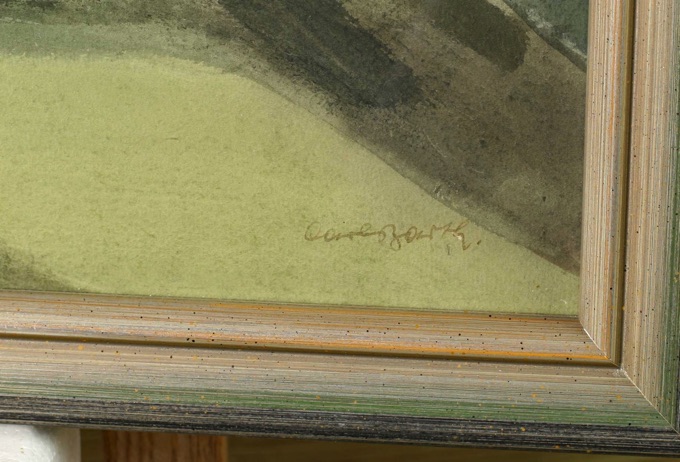 Carl Barth Aquarell Haus Holz