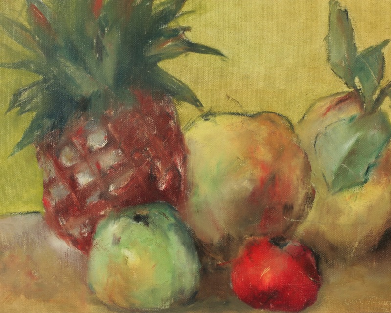 Carl Dörrbecker Ölgemälde Obst Stillleben 1970