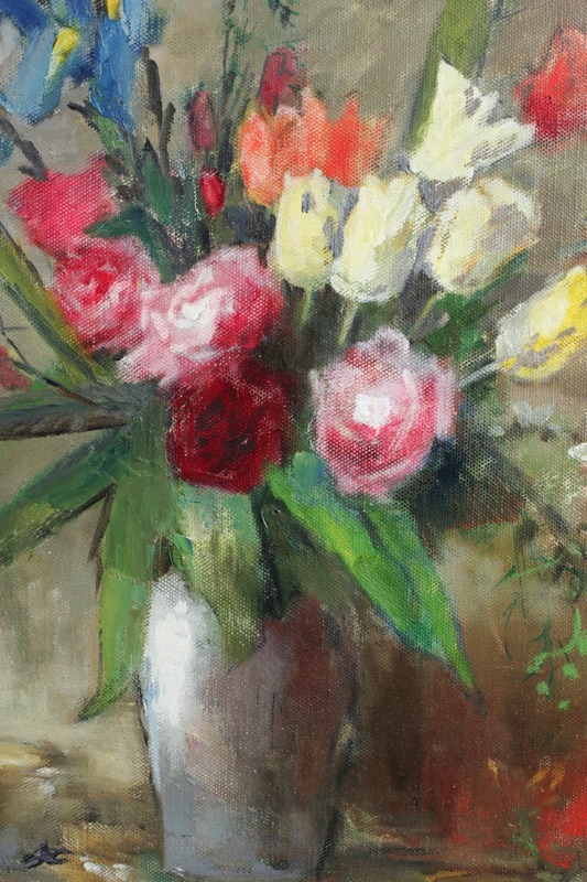 Carl Dörrbecker Ölgemälde Stillleben Blumen 1961
