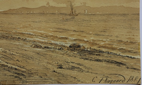 Carl Frederik Aagaard 1881 Federzeichnung antik Meer