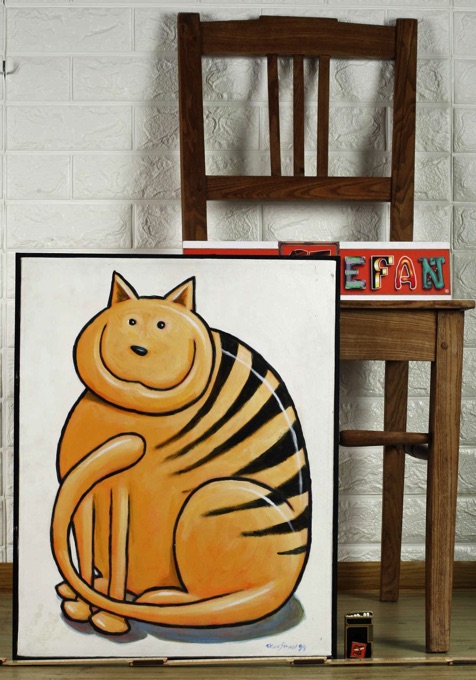 Charles Kaufman Gemälde yellow cat 1999