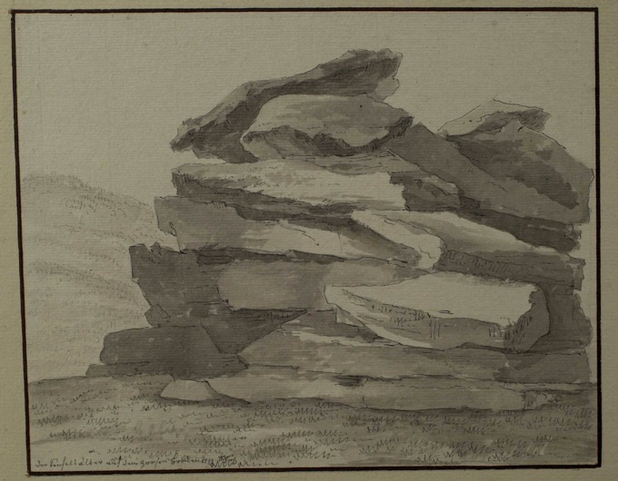 Christian Georg Schütz Tuschezeichnung Teufelsaltar Brocken 1799