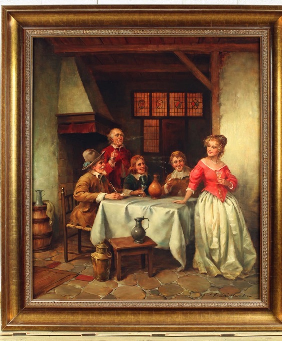 Curt A Landwehr Ölgemälde Interieur Personen Taverne