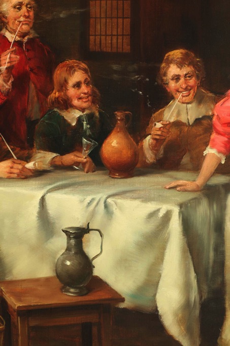 Curt A Landwehr Ölgemälde Interieur Personen Taverne