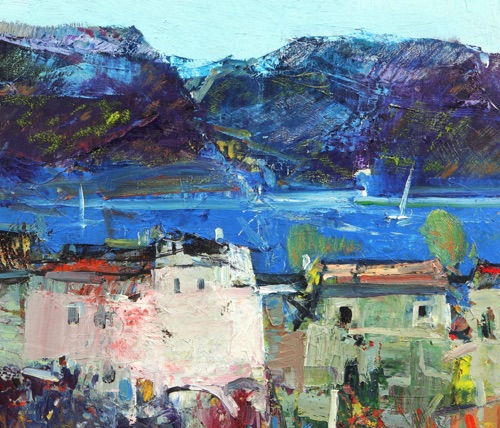 Daniele Trevisan Ölgemälde Gardasee abstrakt