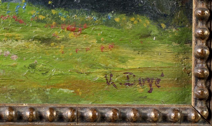 Doye Ölgemälde antik Impressionist Picknick im Park