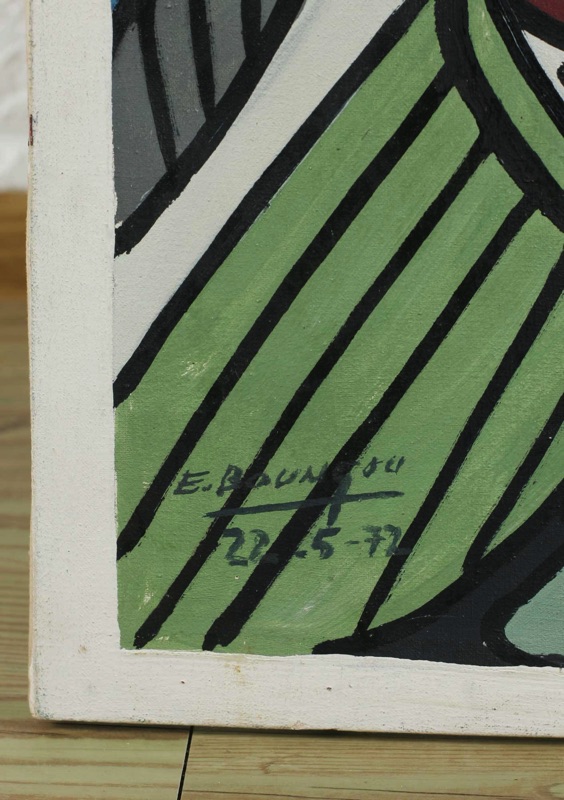 E Boungou Acrylgemälde Afrika Tiere 1972
