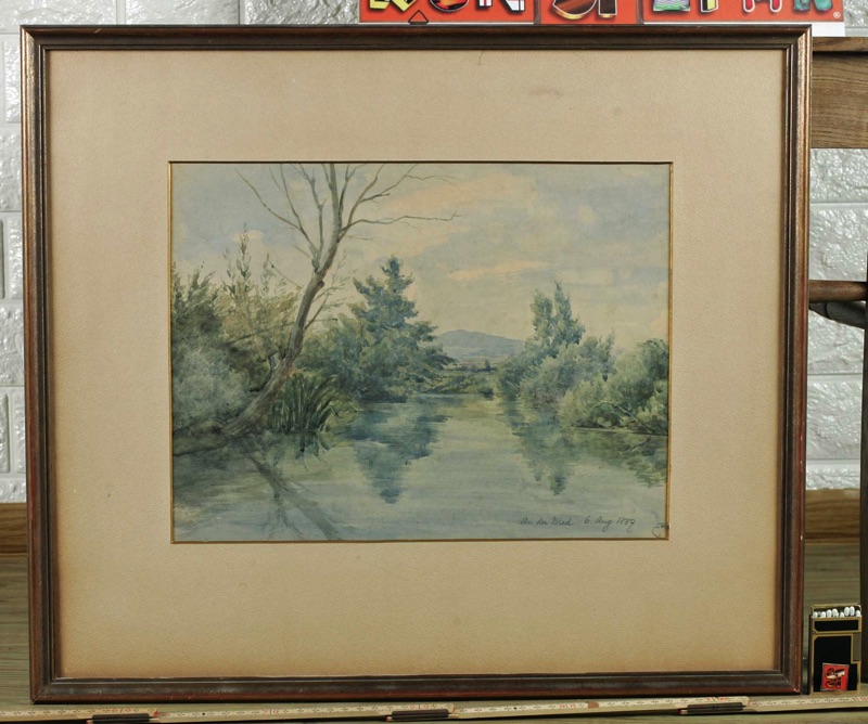 E P antikes Aquarell an der Nied 1887