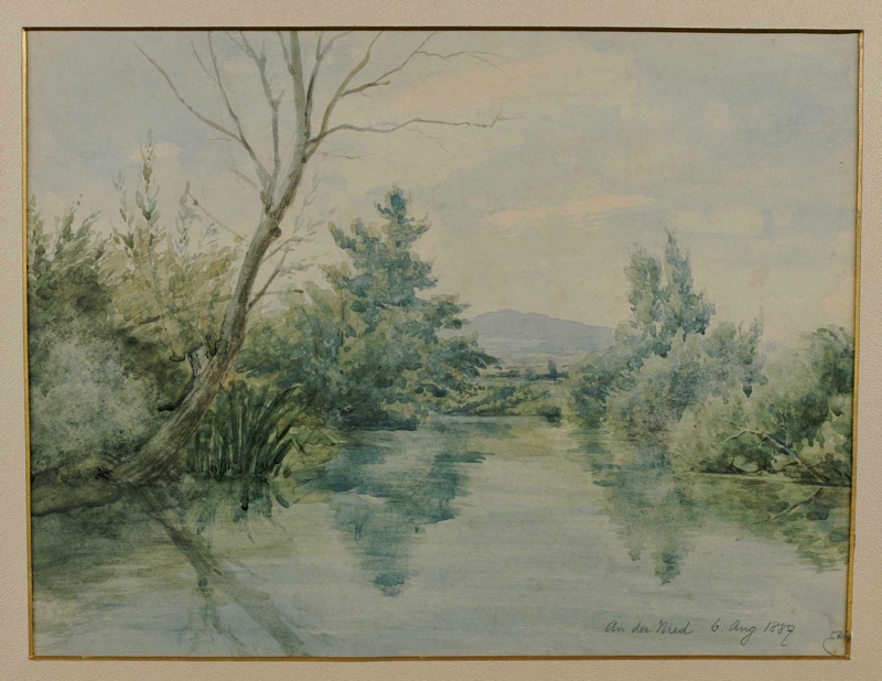 E P antikes Aquarell an der Nied 1887