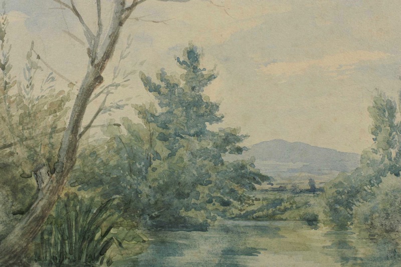E P antikes Aquarell an der Nied 1887