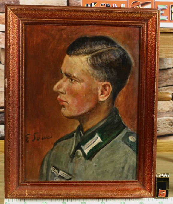 E Souci unleserlich Ölgemälde antik Soldat