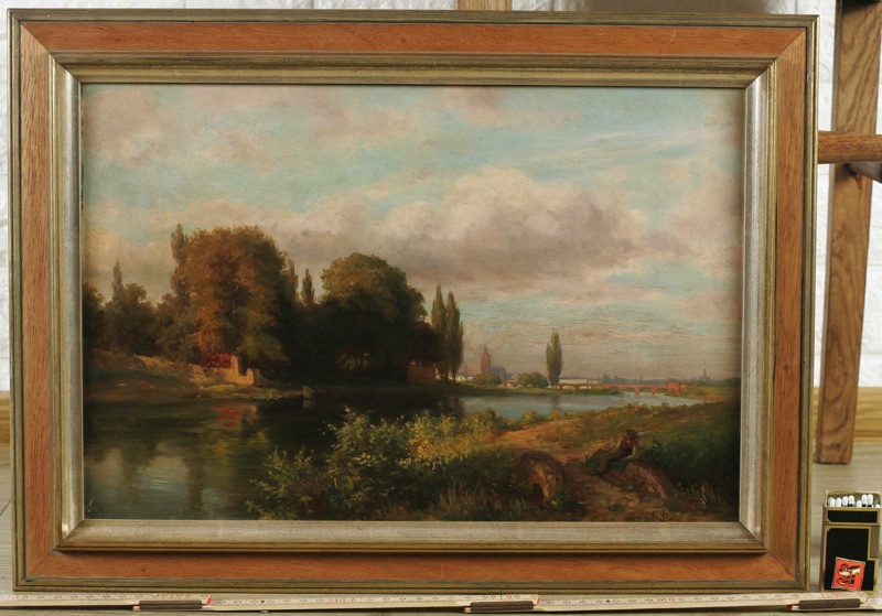 E Staudt antikes Ölgemälde 1889 Frankfurt am Main Gerbermühle