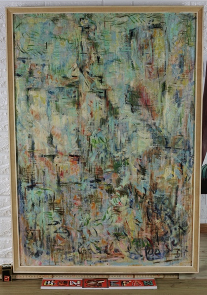 Eberhard Doser Ölgemälde 1957 abstrakte Komposition