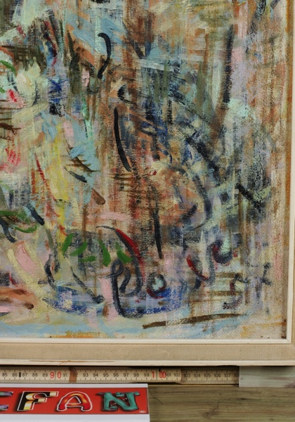 Eberhard Doser Ölgemälde 1957 abstrakte Komposition