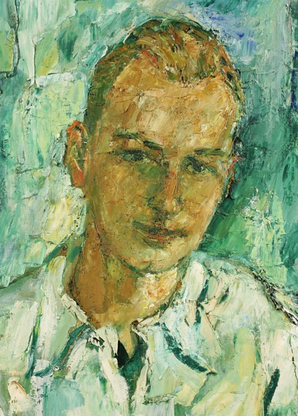 Emile Compard antikes Ölgemälde Portrait 1941 Selbstportrait