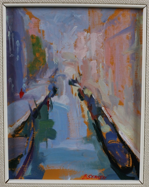 Enzo Sernesi Ölgemälde 1975 Kanal in Venedig