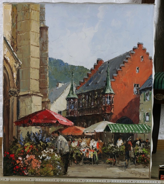 Erich Paulsen Ölgemälde Freiburg Kaufmannsgilde 70cm
