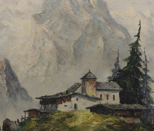Erich Rudolph Ölgemälde Alpen Berghaus