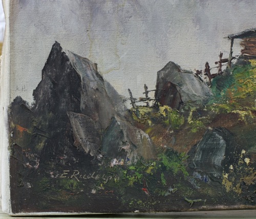 Erich Rudolph Ölgemälde Alpen Berghaus