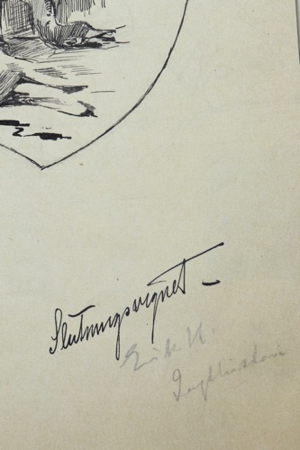 Erik Ludvig Henningsen Zeichnung antik Hase Stillleben